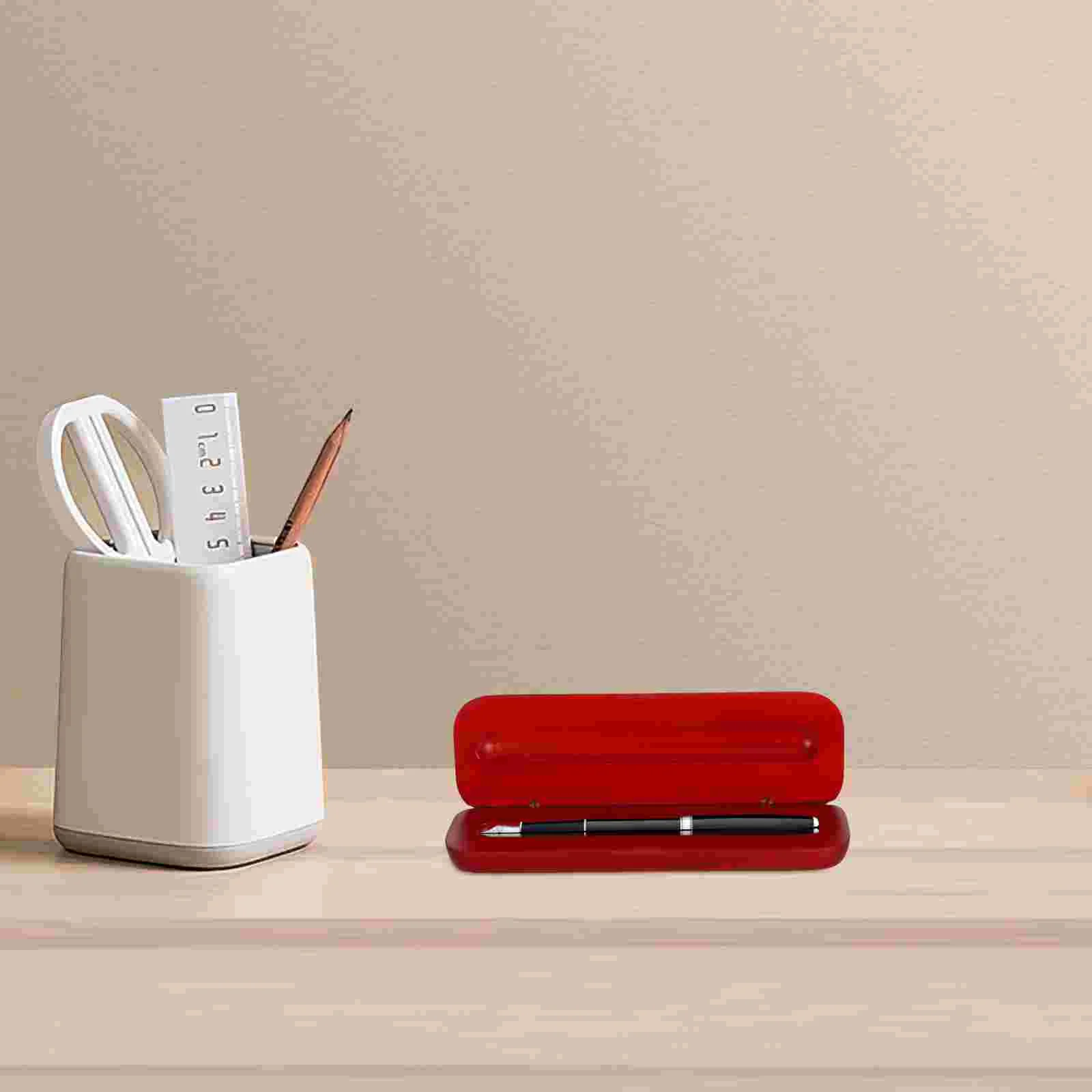 Ballpoint Pen Holder Office Dispenser Empty Organizer Clear Decorative Single Wood Accessories Personalized