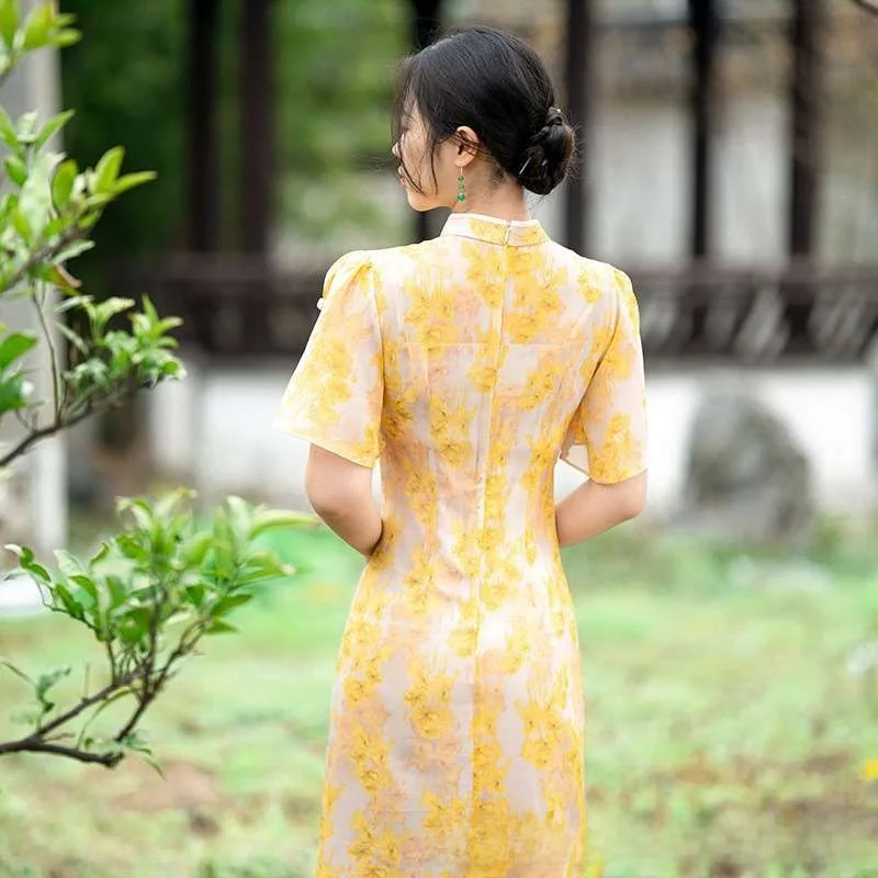 

Yellow Summer Fre Sle Small Daily Young Women's Tea Gown No Brand Registered Trademark Spring Other Material 00%