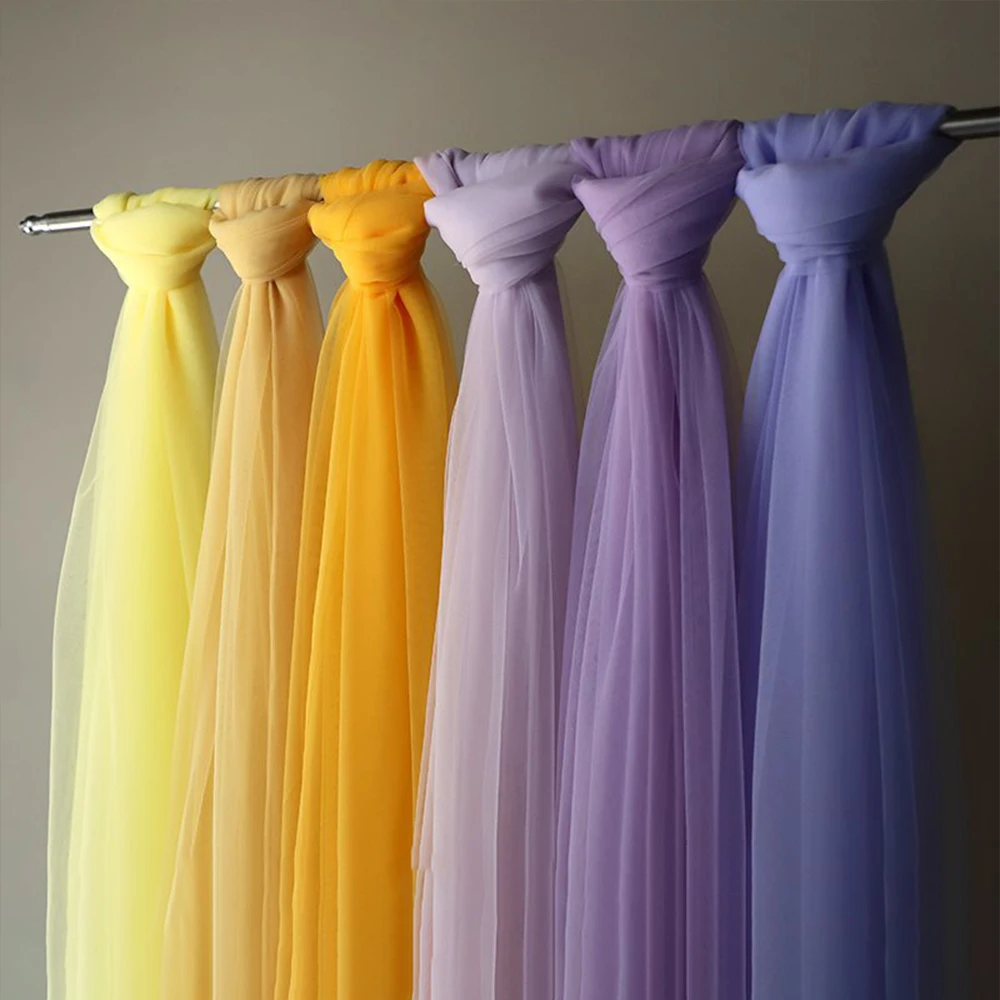 Soft Tulle Fabrics Wedding Celebration Curtain Clothing Purple Lilac Mauve Mesh Layout Chair Back Yarn Encryption Net Material