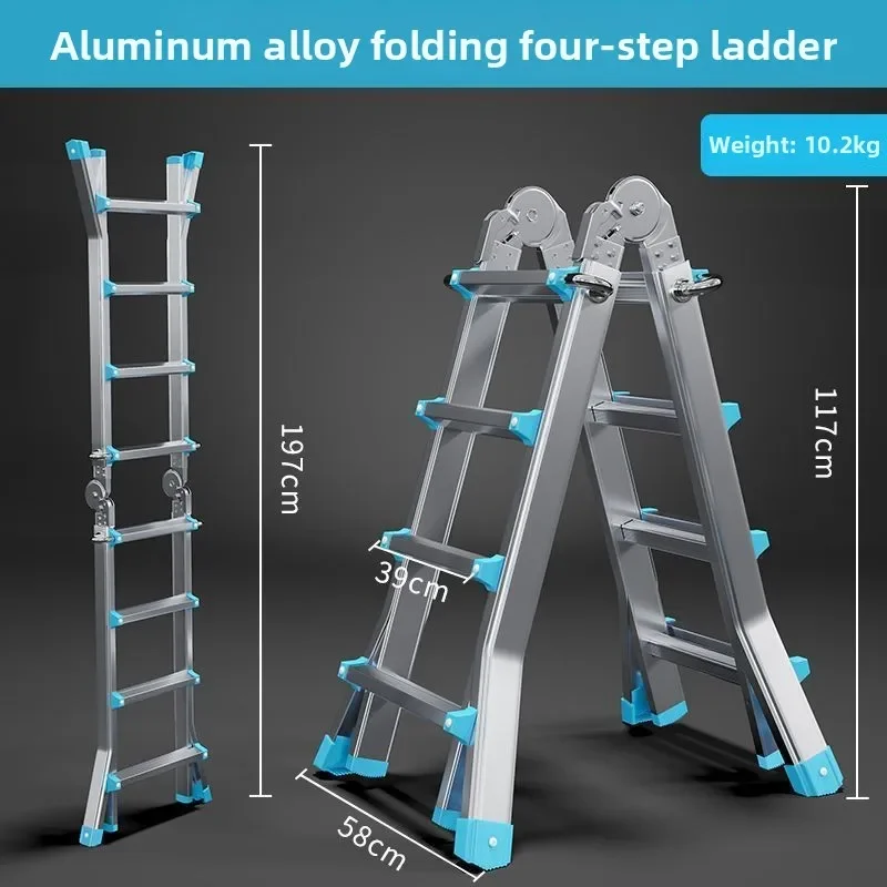 سلم قابل للطي متعدد الوظائف، سلم متعرج هندسي، أداة سلم عملاقة صغيرة تلسكوبية منزلية