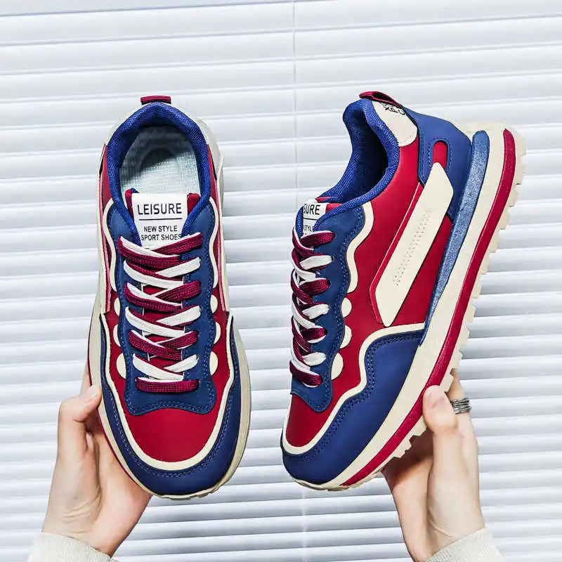 

Красные ботинки на плоской подошве, мужские мужские кроссовки в стиле ретро, мужские высокие кроссовки, спортивные кроссовки Sapatenis для тренировок, высокая мода