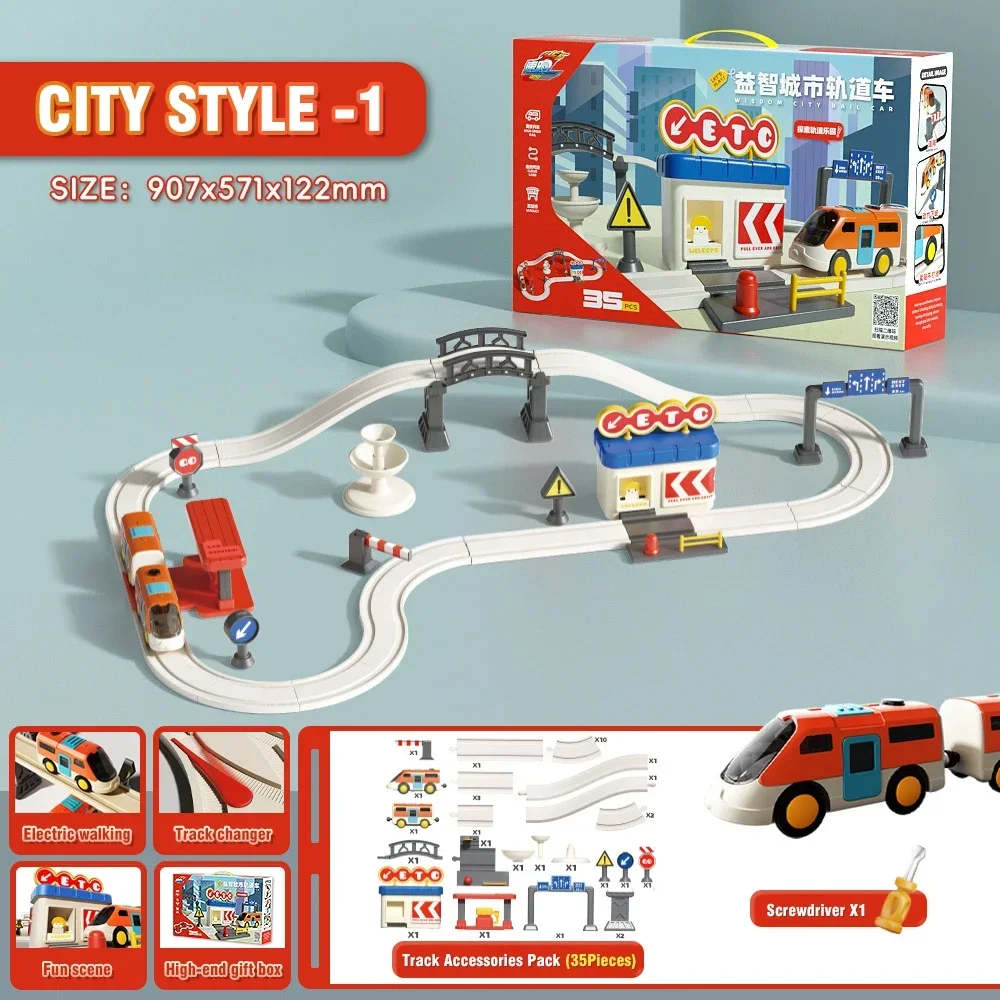 電車線路セットおもちゃフォレストシティ DIY 教育組立円形レールキットインタラクティブゲーム子供クリスマス新年ギフト