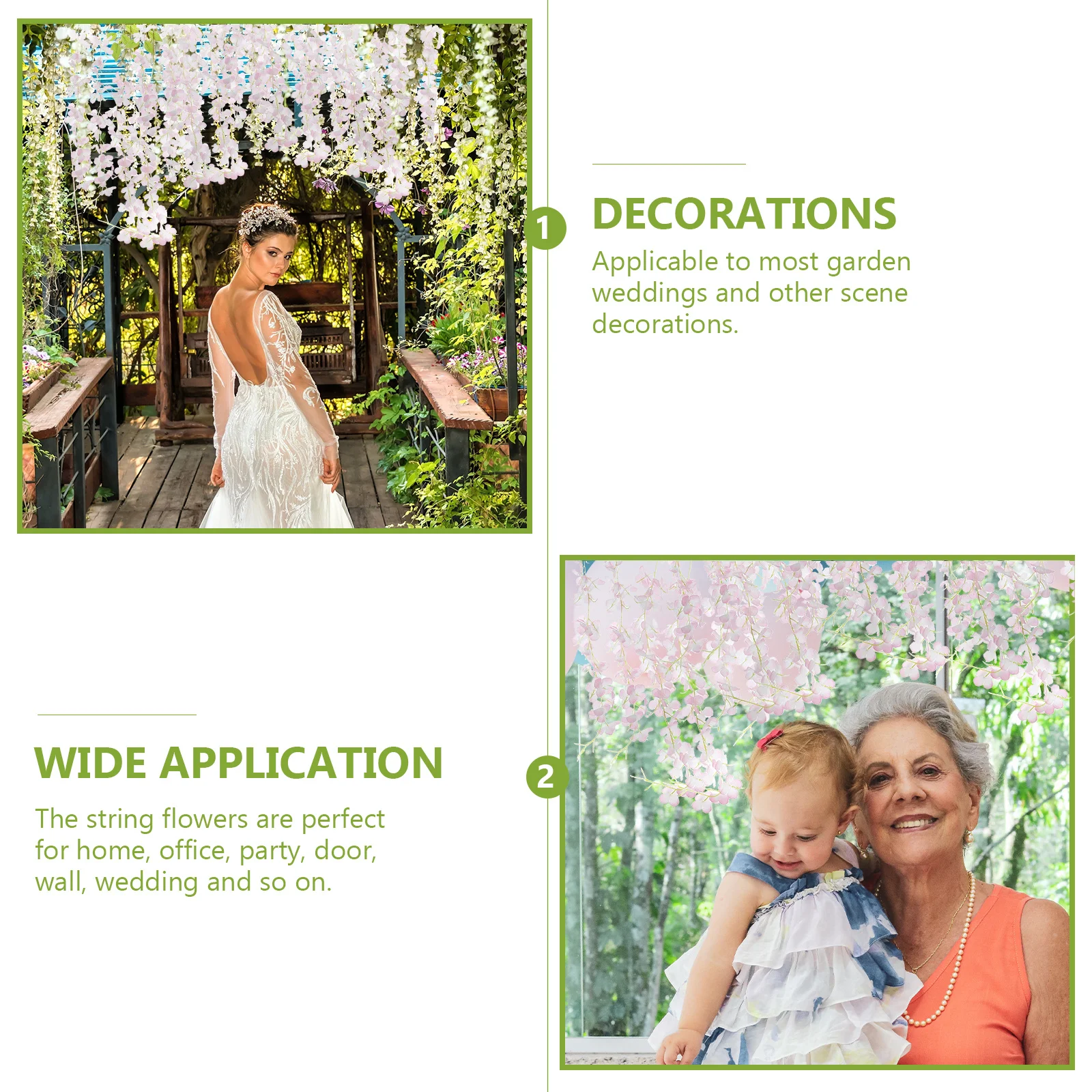 

6Pcs Fake Wisteria Vine Lifelike Wisteria Flower Wedding Decor Cake Backdrop Table Centerpiece Wall Door Swing Mirror