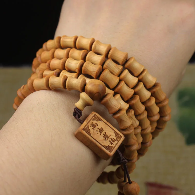 Cypress Bamboo Beads 108 Fresh Medicinal Silk Pattern Cypress Bracelet