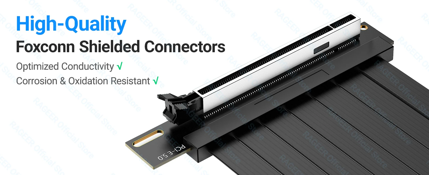 RAGEER PCIE 5.0 X16 Riser-Kabel, ultraflexibles Kabel 180-90 Grad, 128GB/s Grafikkarten-Verlängerungskabel für RTX 5090 15/20CM – Detail 2