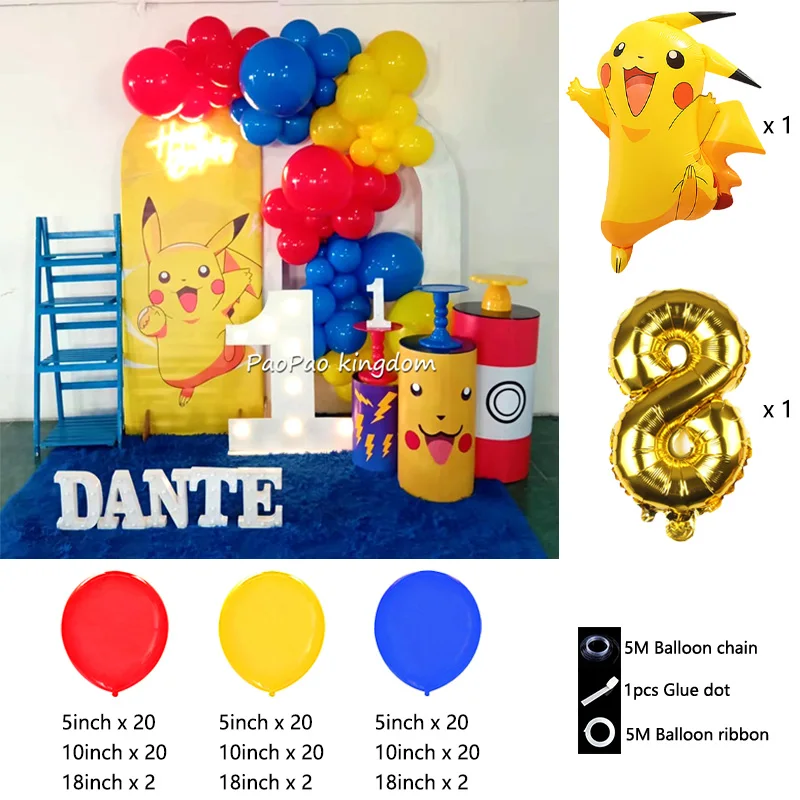 Liebliches Pikachu-Themen-Ballon-Dekorationsset Cartoon-Folienballons Blitzballon-Set Kindergeburtstags-Party-Deko-Zubehör – Detail 26