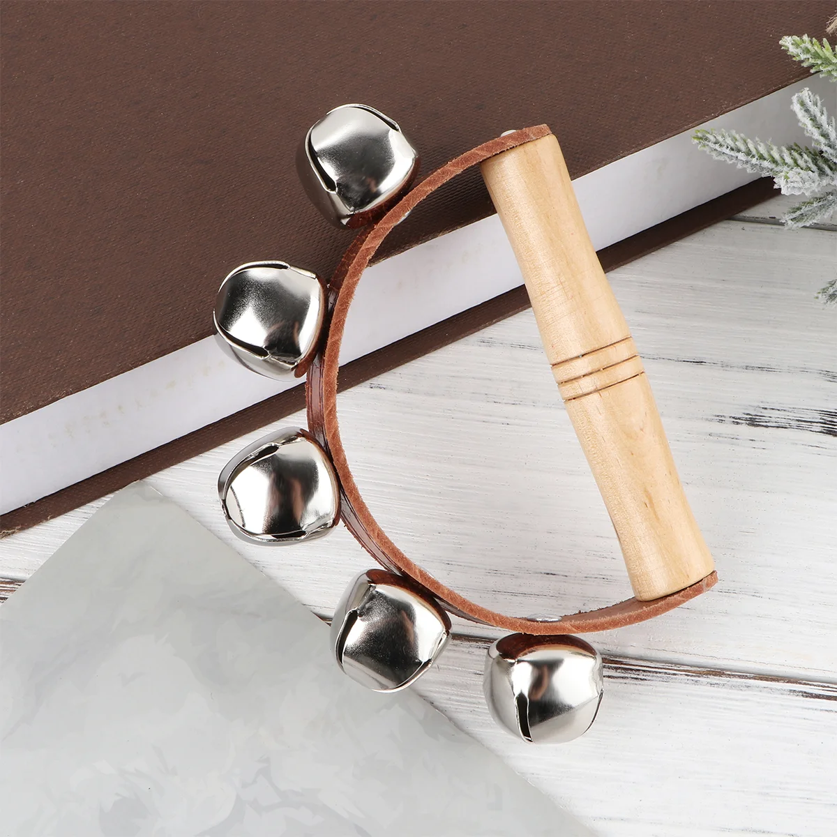 Musical Instrument Wooden Orff Semicircle Percussion Holding Bell Rattle G13-5b Toddler Toys for Babies Band Wrist Bells Kids