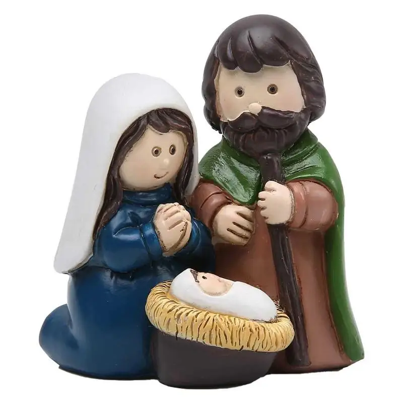 Nativity Statue Set Classic Christmas Village Nativity Scene Set Holy Family Crafts Statue Figurine Collection Home Living Room