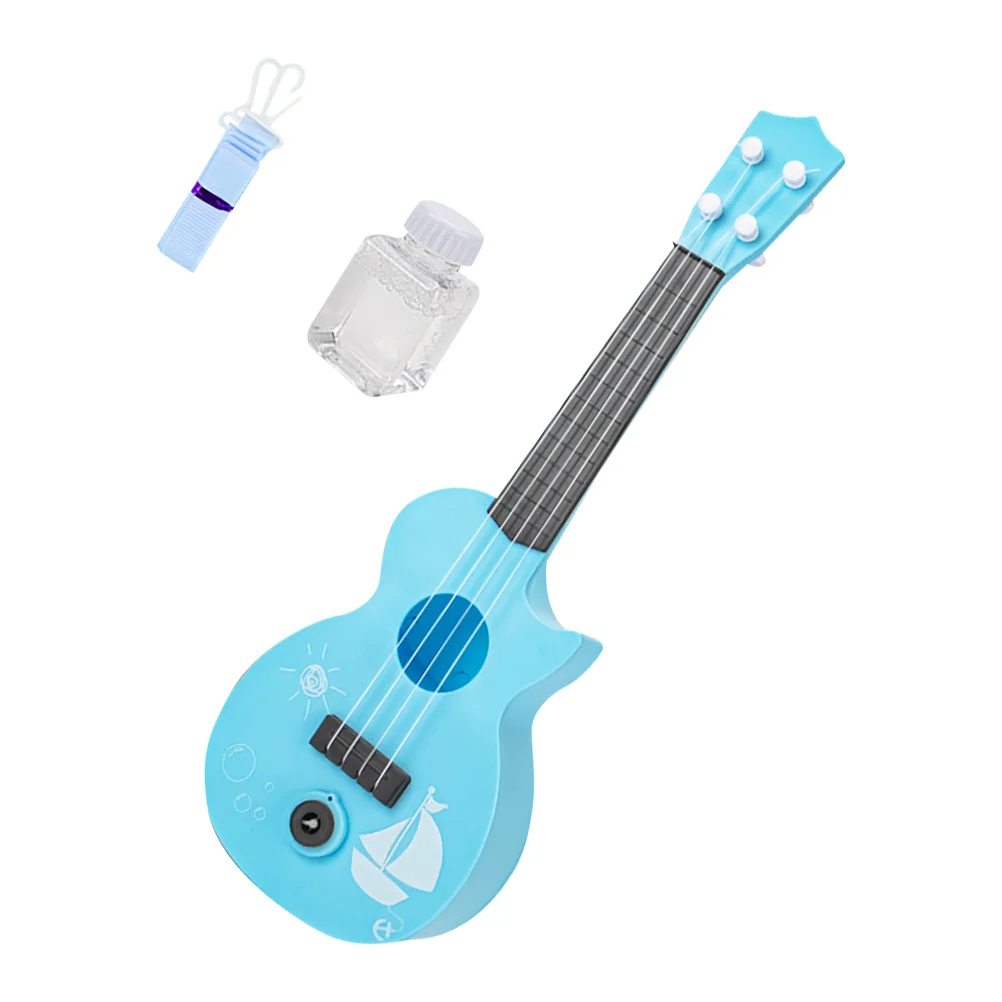 Máquina de burbujas de ukelele, soplador de música, fabricante eléctrico con juguete de plástico para niños