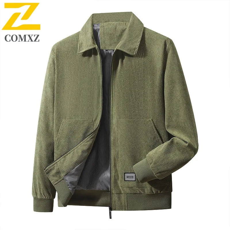 

COMXZ Autumn Winter New Corduroy Jacket Men Spring Autumn Coat Corduroy Stand Collar Top Cross Border lightweight windbreaker