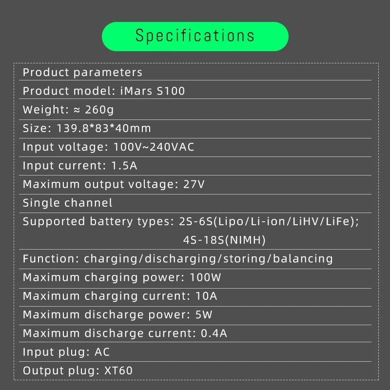 جديد Gens ACE G-Tech IMars S100 100 واط شاحن ذكي يبو بطارية شاحن ميزان مفرغ 2-6S ل RC FPV طائرة نموذجية بدون طيار #6