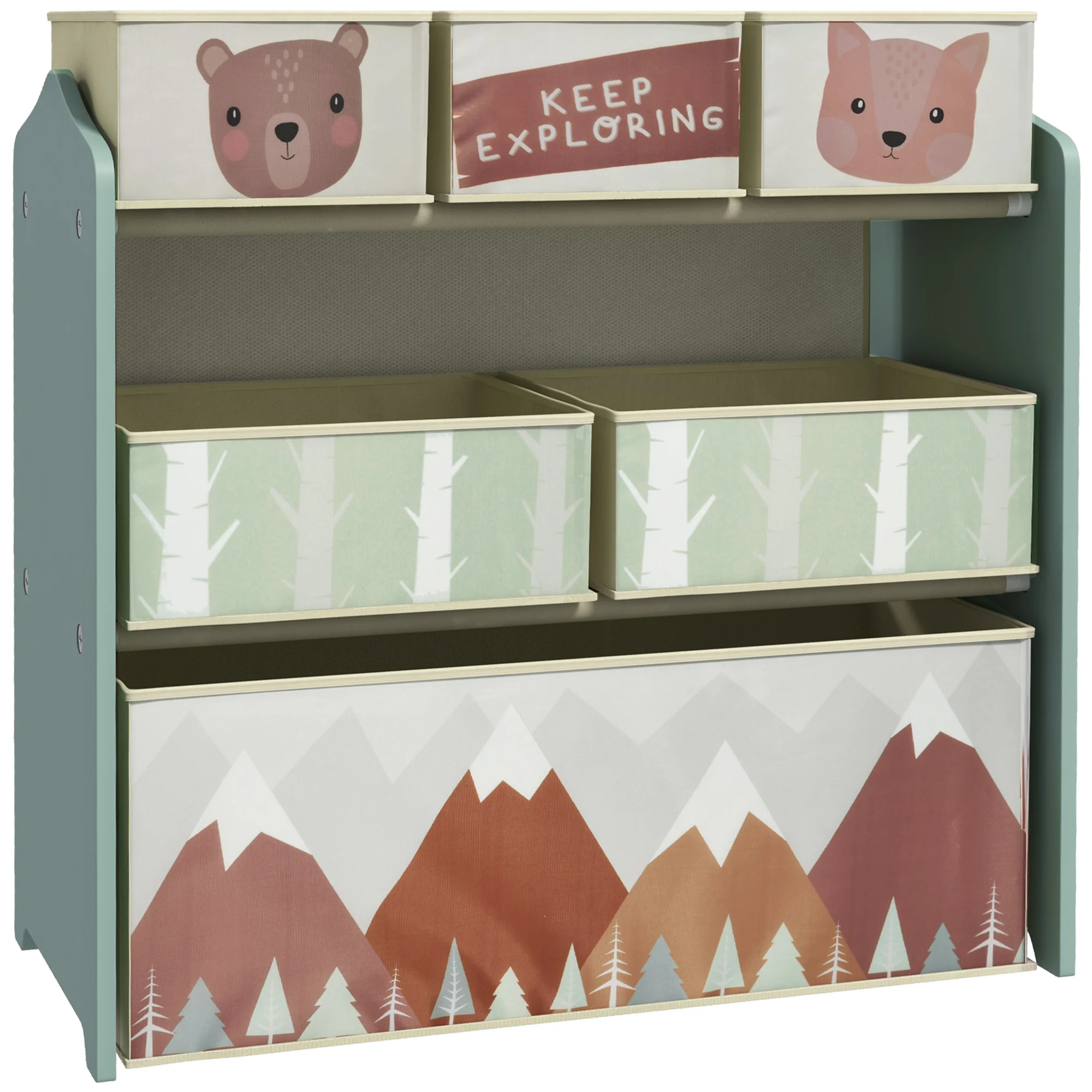 ZONEKIZ Estantería para Juguetes con 6 Cajas de Tela Extraíbles 63x30x66 cm Rosa