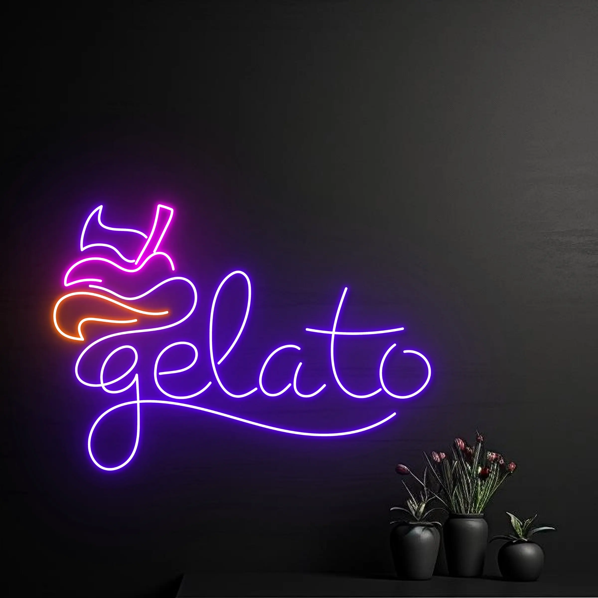 Gelato Neon Sign Custom Personalized Ice Cream Shop Sign Restaurant Dessert shop Open Wall Hanging
