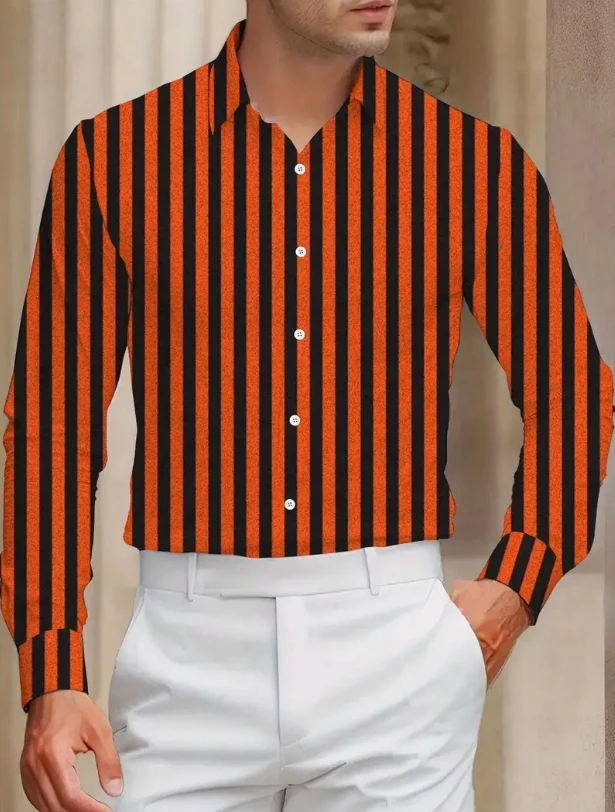 Men's Long Sleeve Plaid Shirt with Lapel Four-Way Stretch Party Workwear Print S-5XL Plus Size