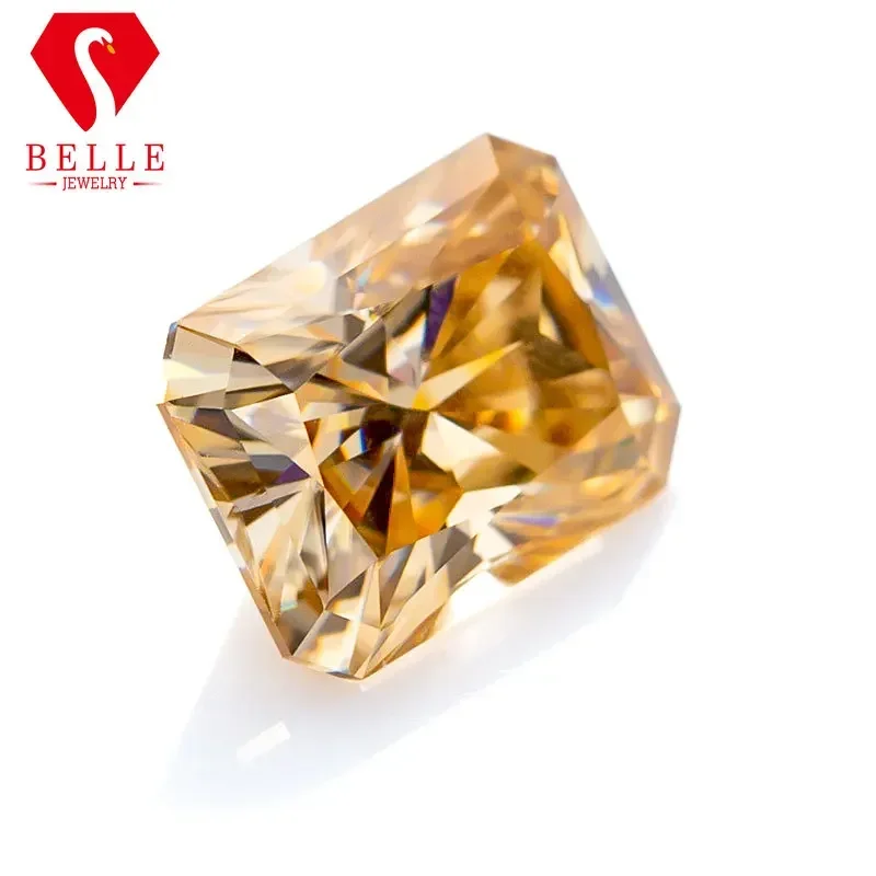 BELLE Hot Sale Champagne Brilliant Radiant Cut Loose Moissanite VVS1 GRA Certificated Diamond Beads for Jewelry Making Charms