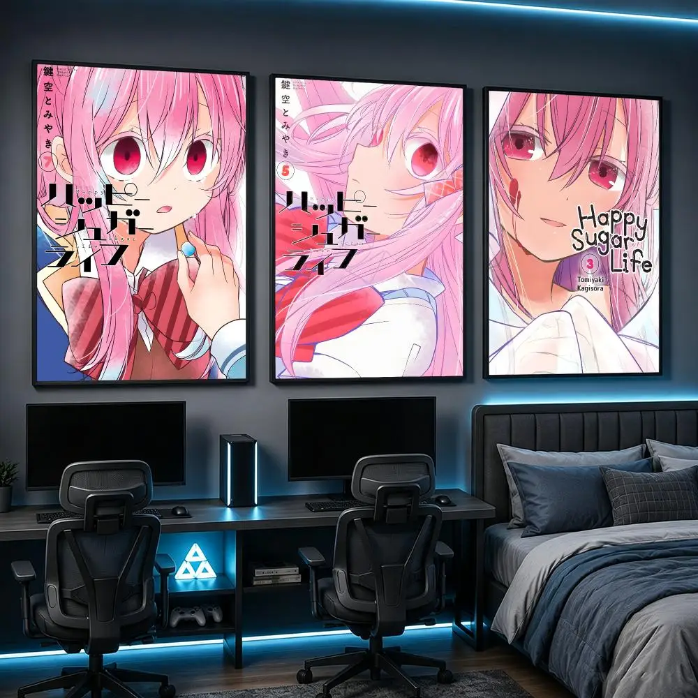anime Happy Sugar Life Poster HD Poster Anime Aesthetic Wall Art For Game Anime Lovers Bedroom Gaming Room Decor Ideal Gift