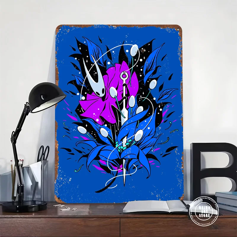 Hornet and Nail in Floral Design Metal Poster Customized Wall Art Retro Vintage Metal Signs for Man Cave Room Decoration House