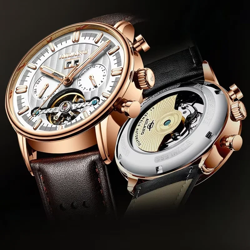 Quality Quality And New Top Brand Watches Tourbillon Automatic Watch Business Fashion Leather Strap Waterproof Mechanical Watch