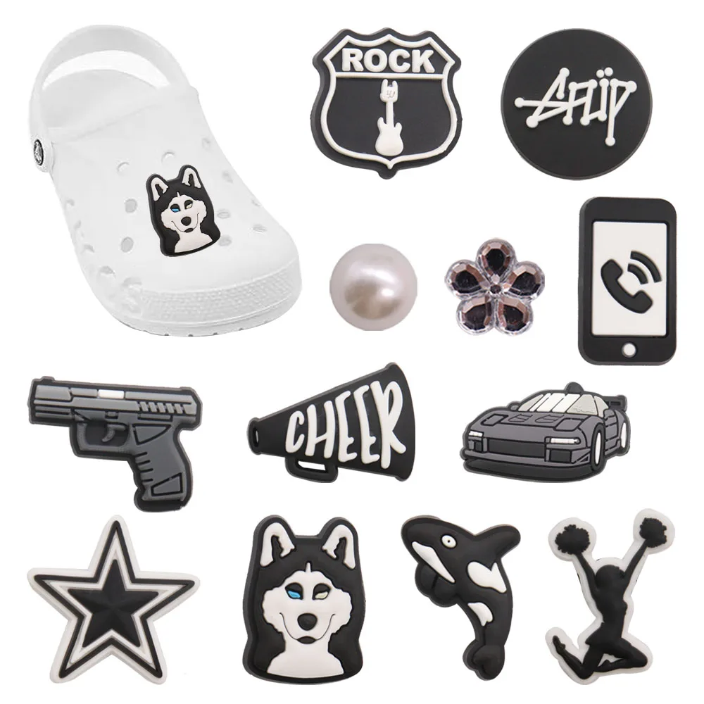 1-12Pcs PVC Cheer Star Car Gun Shoe Charms Buckle Clog Dog Animal Shoe Decoration Fit DIY Children Bracelet