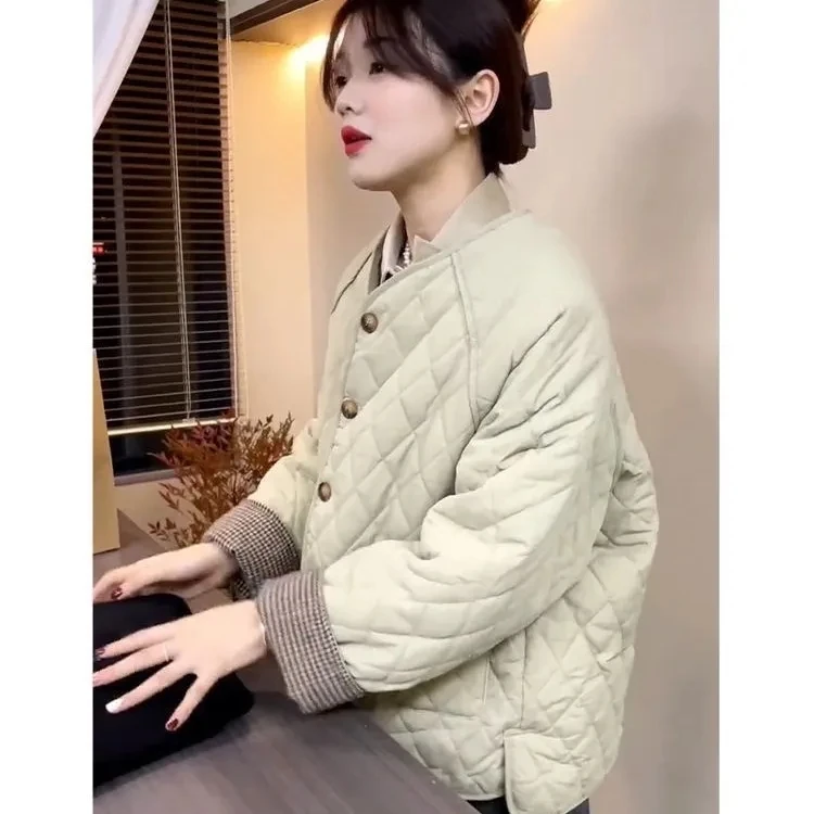 

Легкое женское стеганое пальто весна-осень 2025 New Sle Korean id Cotton Jaet, брендовая хлопковая верхняя одежда