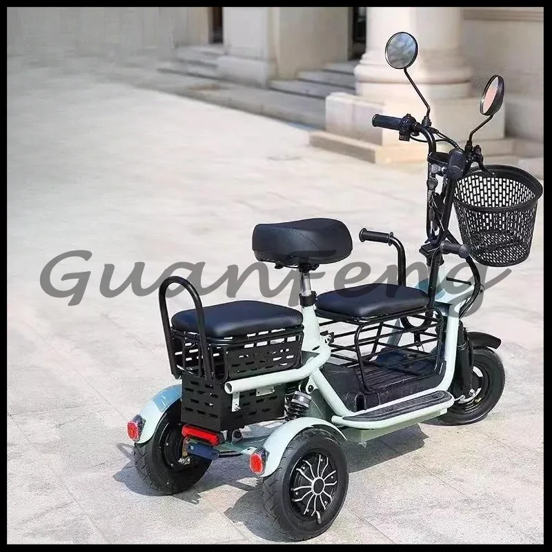 Three Seater Electric Tricycle for Children, Elderly Women, and Parent-child Foldable Lightweight Tricycle