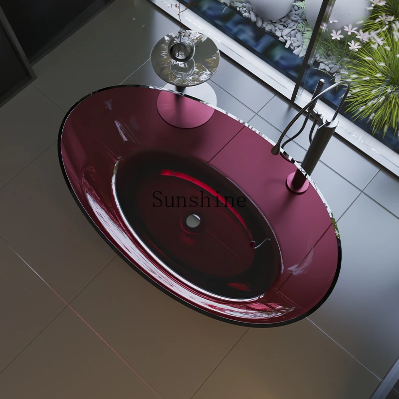 

Color simple atmosphere transparent resin household integrated molding special-shaped bathtub