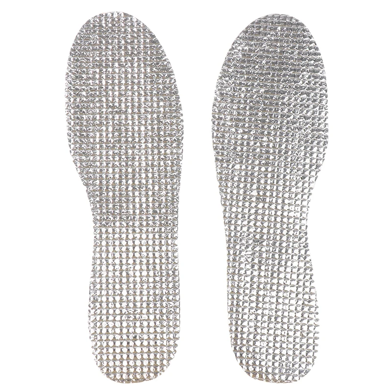 1 Pair Of Aluminum Foil Lamb Wool Insoles For Winter Warm Moisture-Proof Soft Sweat-Absorbing Breathable Plus Velvet Insoles