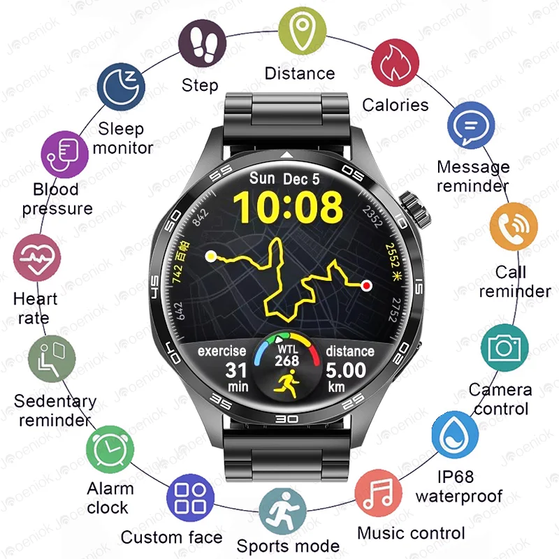 

2025 New Men Holiday gifts GPS NFC Smart Watch For Men 360*360 AMOLED Screen Heart Rate Bluetooth Call Waterproof Men Smartwatch