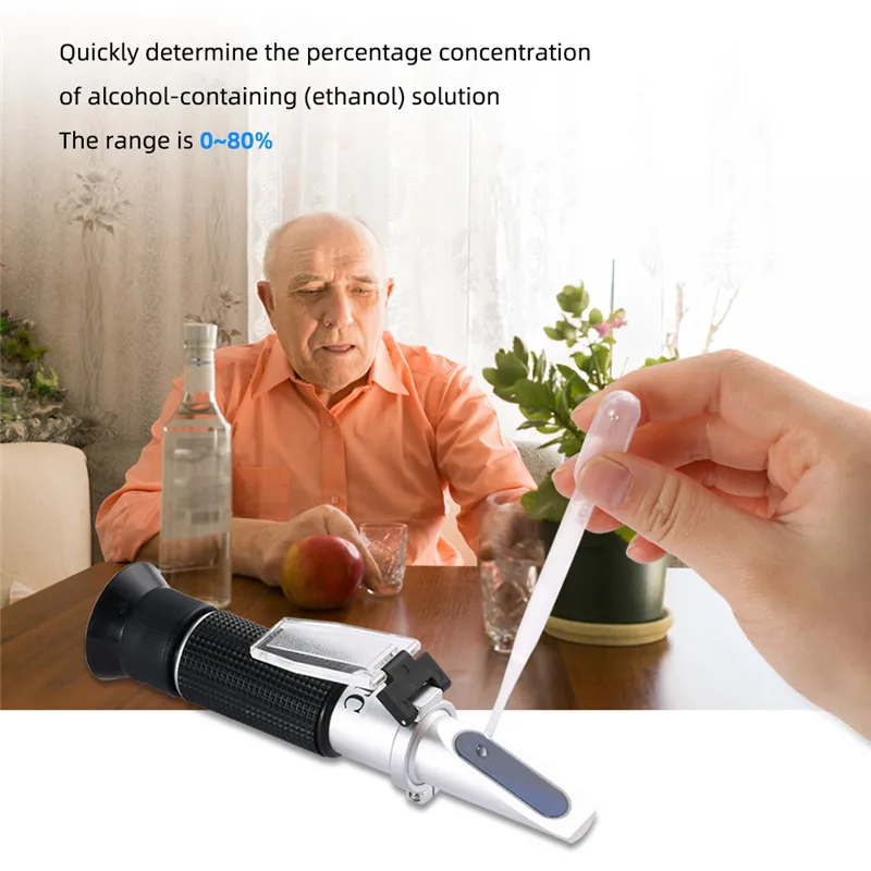 Portable 0-80% Alcohol Refractometer Liquor Brandy Vodka Whisky Alcohol Concentration Detector Meter Professional Spirit Tester