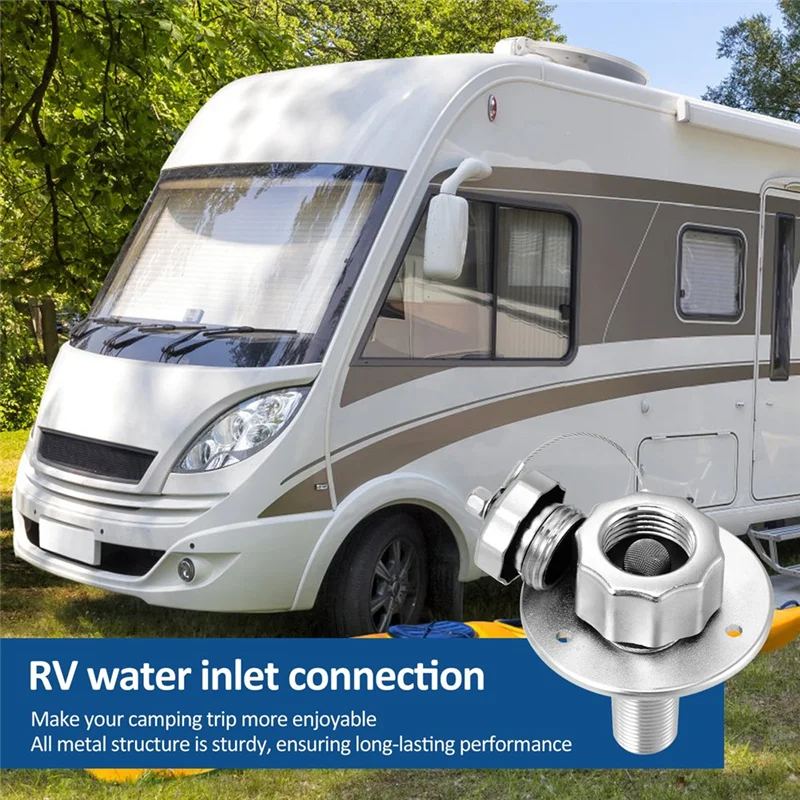 ABAE-โลหะทั้งหมด RV Water Inlet,3/4In GHT น้ํา Inlet อะแดปเตอร์ท่อ,RV City Water Inlet พร้อมวาล์วตรวจสอบ,RV น้ําเปลี่ยน
