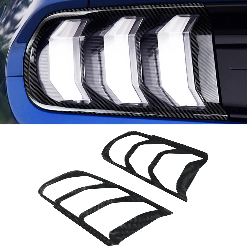 Real Dry Carbon Fiber Rear Lamp Light Cover Frame Trim Fit For Ford Mustang 2018up