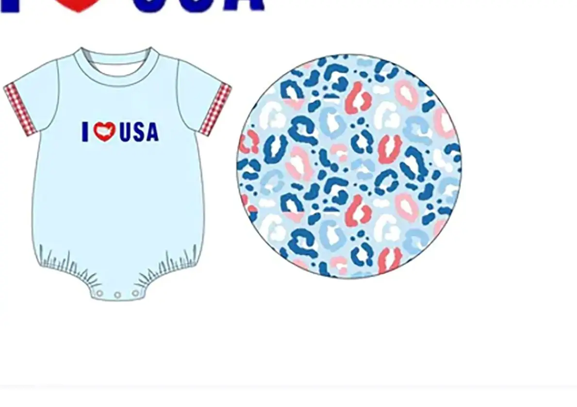 Girl Boy 4th of July Outfit I ❤️ USA Print Leopard Dress Gingham Shorts Kids Independence Day Matching Clothes