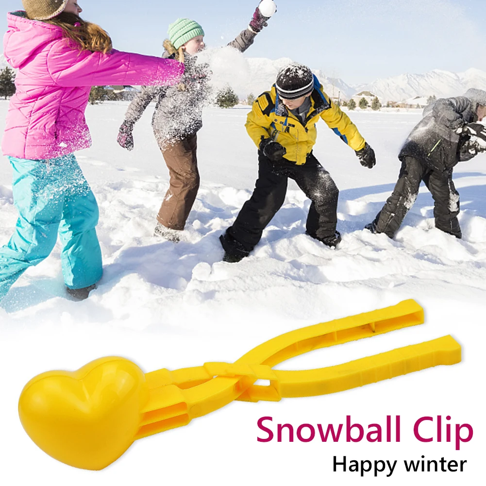 Heart Shape Kids Winter Outdoor Toys with Handle Snowball Maker Clip Snowball Maker Toy Winter Snowball Fight Maker Tool Clip