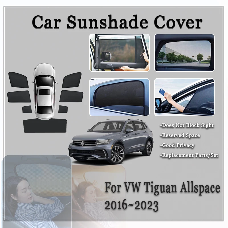 

Автомобильные оконные солнцезащитные Оттенки для Volkswagen VW Tiguan Allspace L 2016 ~ 2023, 7 сидений, магнитные солнцезащитные козырьки, ветрозащитные оттенки, автомобильные аксессуары