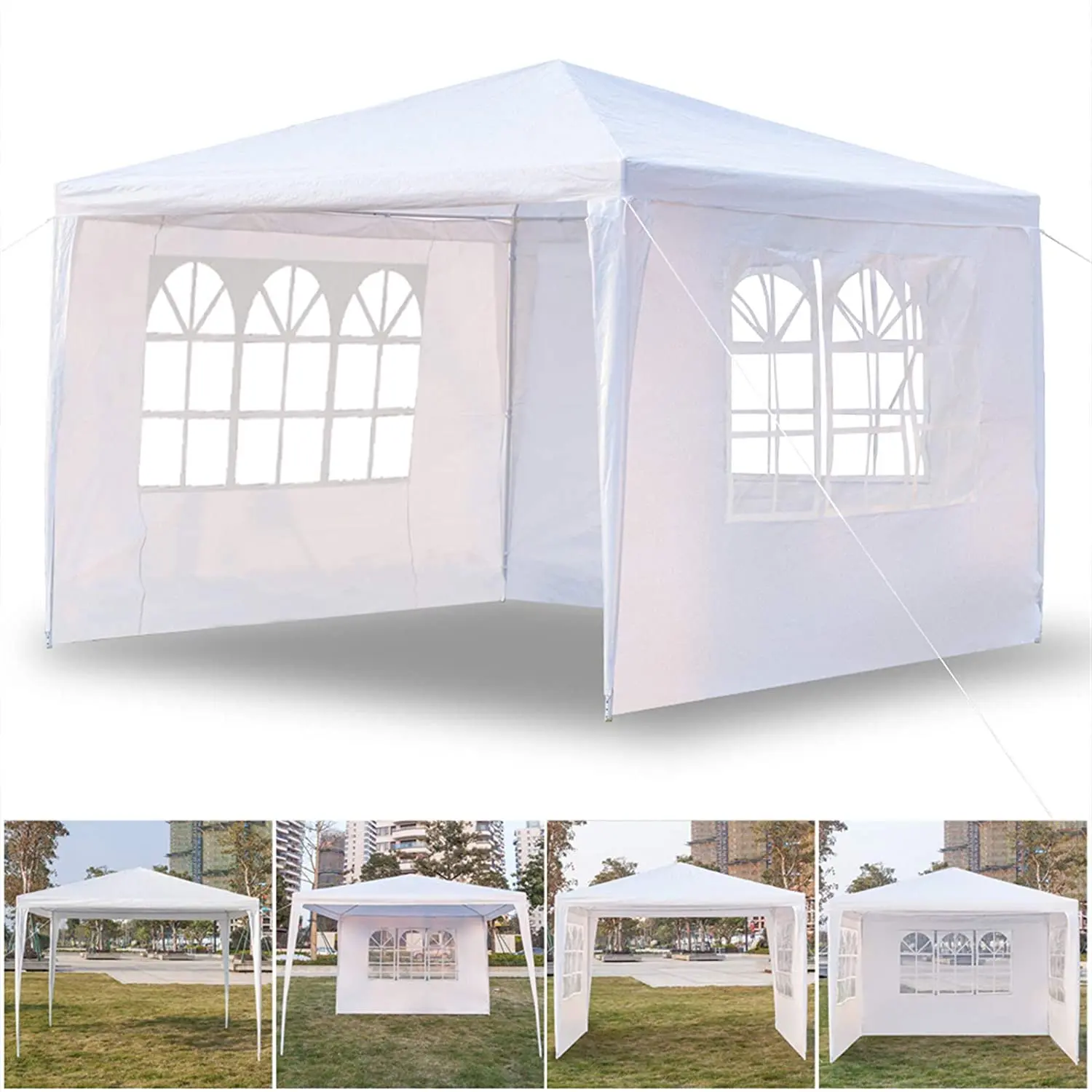 Patio Tents 10'x10' Party Tent with 3 /4 Side Walls Outdoor Gazebo Canopy Camping Shelter for: Household, Wedding, Party,