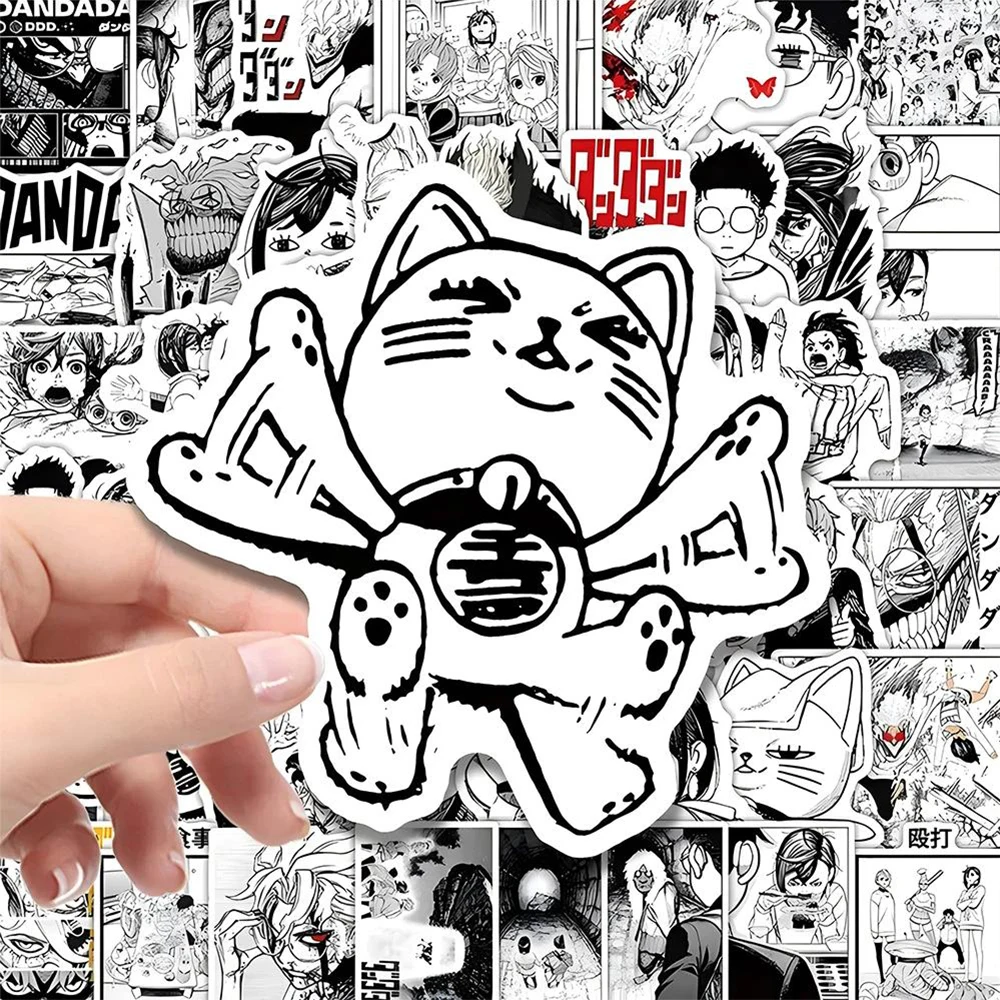 10/30/50pcs Black White Momo Ayase DANDADAN Anime Stickers Okarun Cartoon Sticker DIY Suitcase Helmet Classic Manga Decals Packs