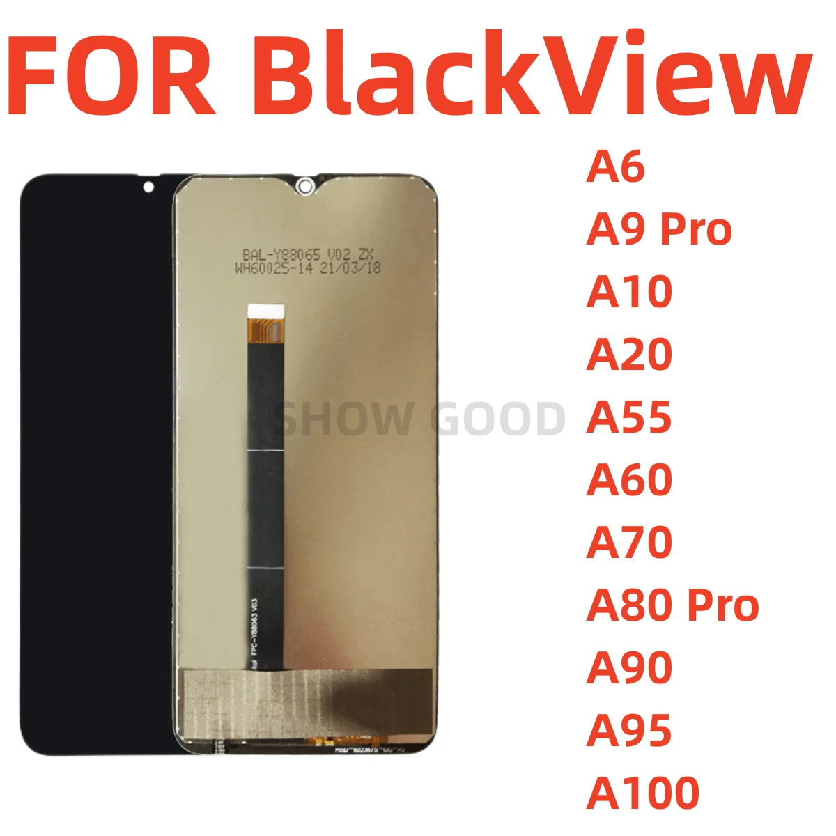 

Display For Original Blackview A6 A9 Pro A10 A20 A60 A55 A80 Pro A70 A90 A95 A100 LCD Display Touch Screen Digitizer Assembly