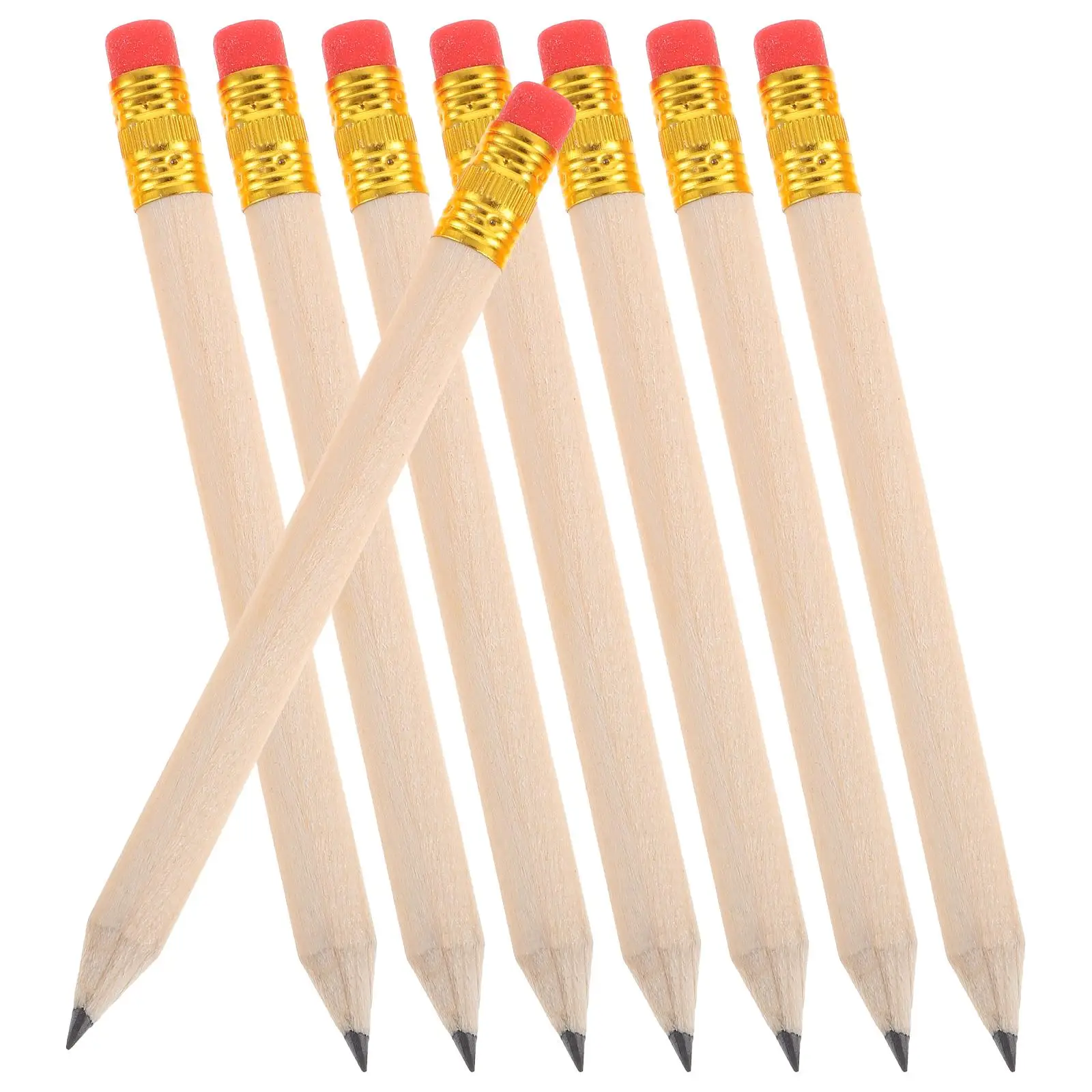 

50pcs Golf Pencils Natural Wood White Eraser Writing Instruments Students Artists Long Lasting Sketching Calligraphy Practical