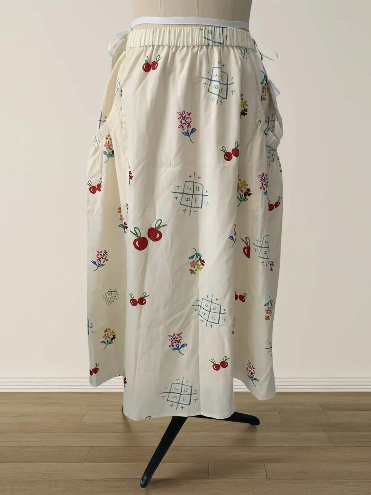 

Pure Quali Spring Summer New Cherry Print Svel Vest Dr A-Line Skirt Umbrella Skirt Women's Faion Cotton Blend