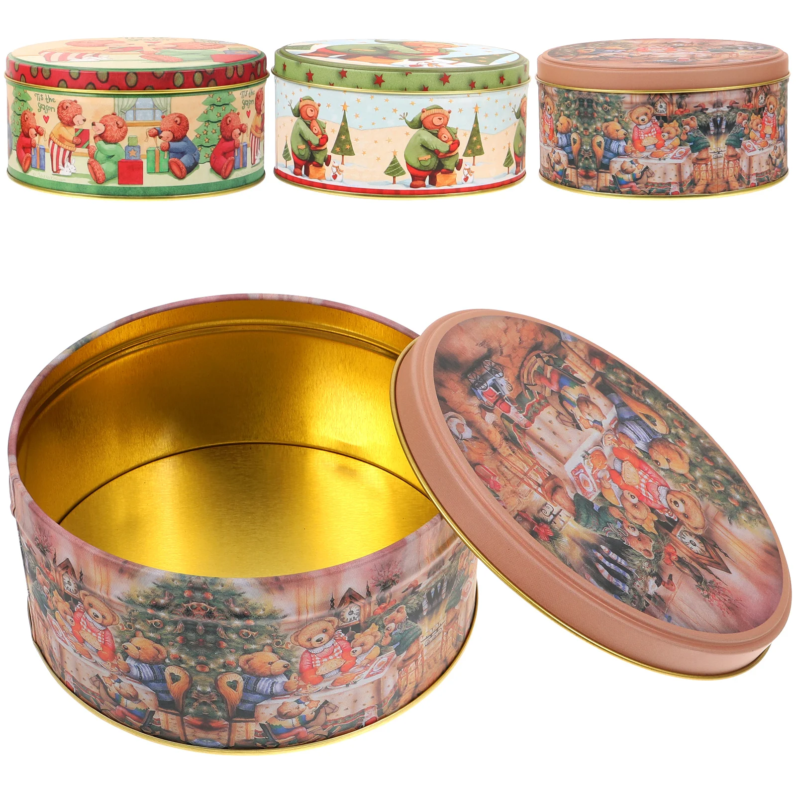 Christmas Tinplate Cases Candy Biscuit Storage Cases Cookie Boxes Tinplate Christmas Candy Gift Box (Mixed Style)