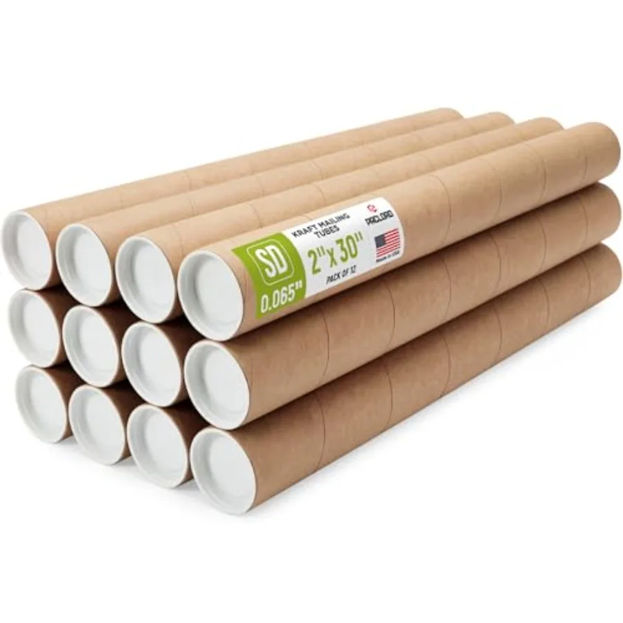 

Усиленная туба из крафт-бумаги 30 дюймов с крышками, одобренная USPS, для безопасной отправки и хранения постеров.