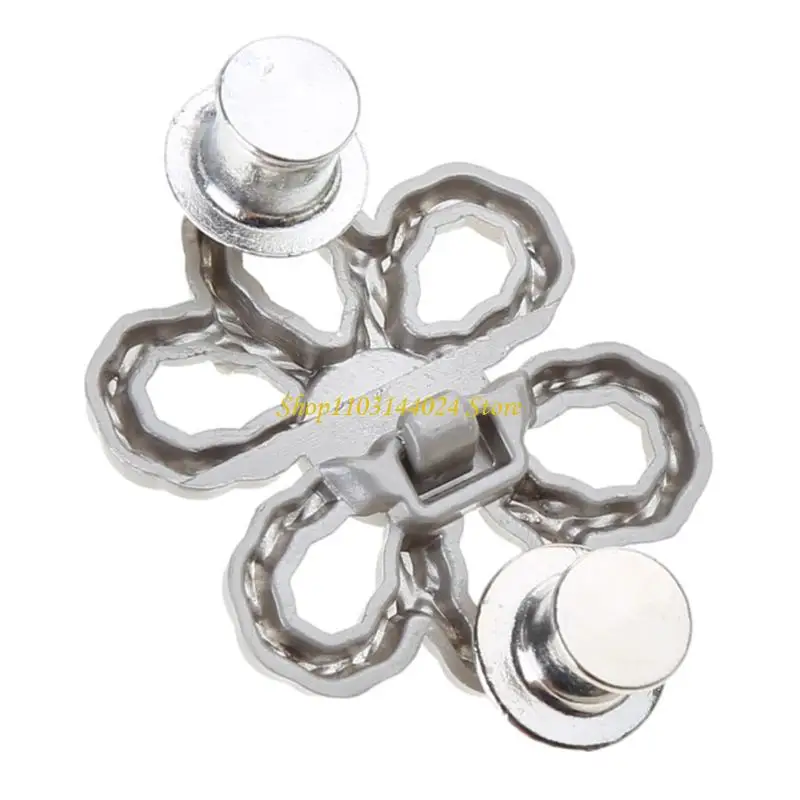 N5KE Jean Button Pins Flower Shaped Waistband Reducer Adjustable Waist Buckle Extension Alloy Material for Pants and Trouser