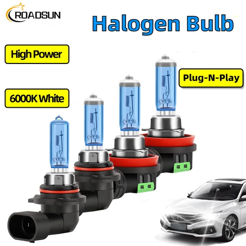 2 uds bombilla halógena para faros H1 H4 H7 H8 H11 súper blanco 6000K luz 9005 9006 9012 HIR2 880 5202 12V lámparas halógenas 9008 H13 9007