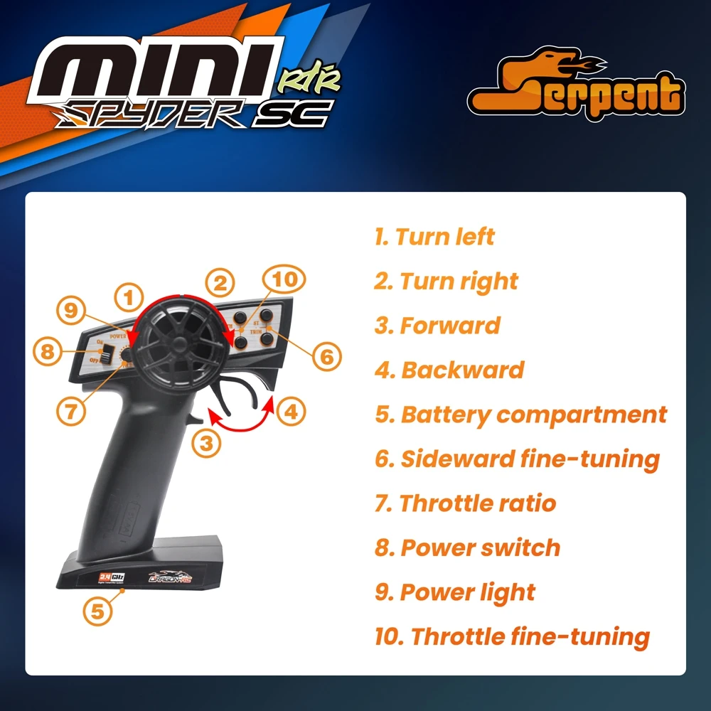 1/24 Serpent Mini RC Car с гироскопом 2,4 ГГц EP RC Car RTR Автомобиль с дистанционным управлением Электрические игрушки для взрослых и детей Mini Spyder SC Новый