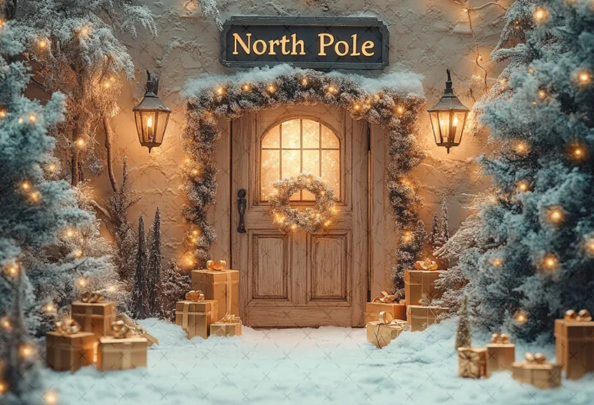 Mehofond fotografia fundo inverno natal pólo norte neve presente árvore de natal crianças família retrato decoração pano de fundo estúdio foto