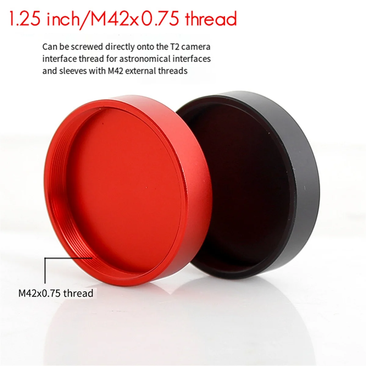 Fully Metal Telescope Lens Dust Cap Protection Cover M42X0.75mm for Astrophotography Red