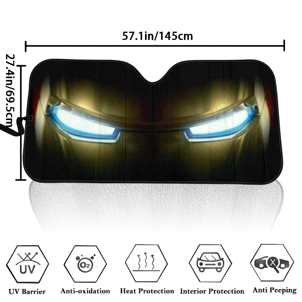 Front Windshieled Sunshade for Car Cool Iron Eyes Print Auto Visor Shield Cover Summer Vehicle Sun Shades pare soleil de voiture