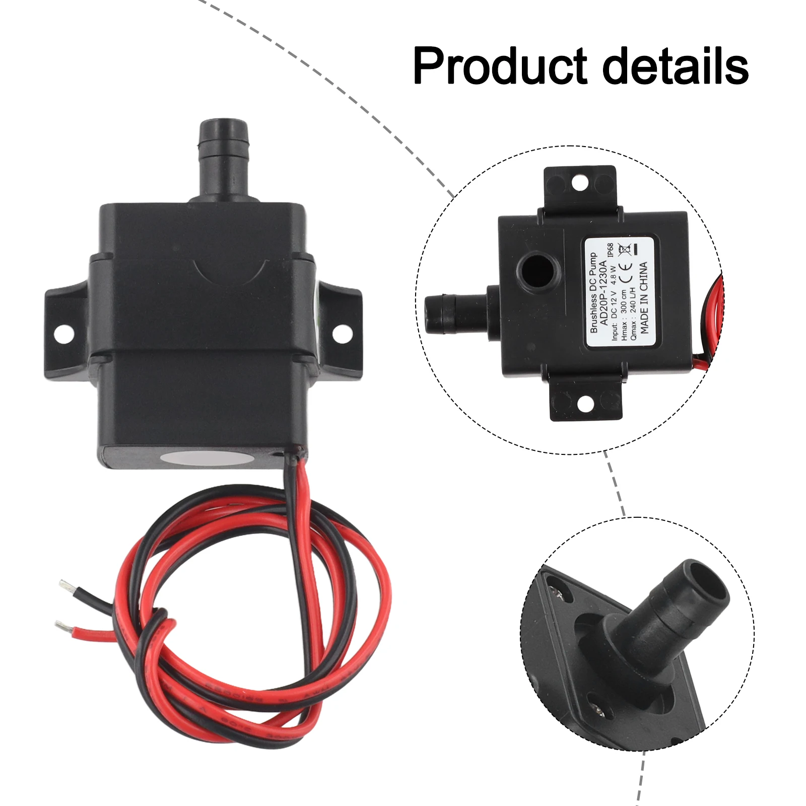 ブラケットウォーターポンプ自吸ポンプインテリジェント低ノイズ低消費 12V 5W 240L/H RV キャラバン電子回路