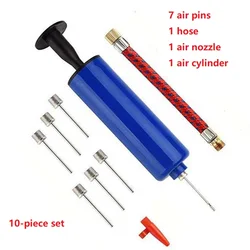 10pcs Ball Pump Set Hand Pump Inflator Portable Ball Inflating Pump Tools with Air Hose