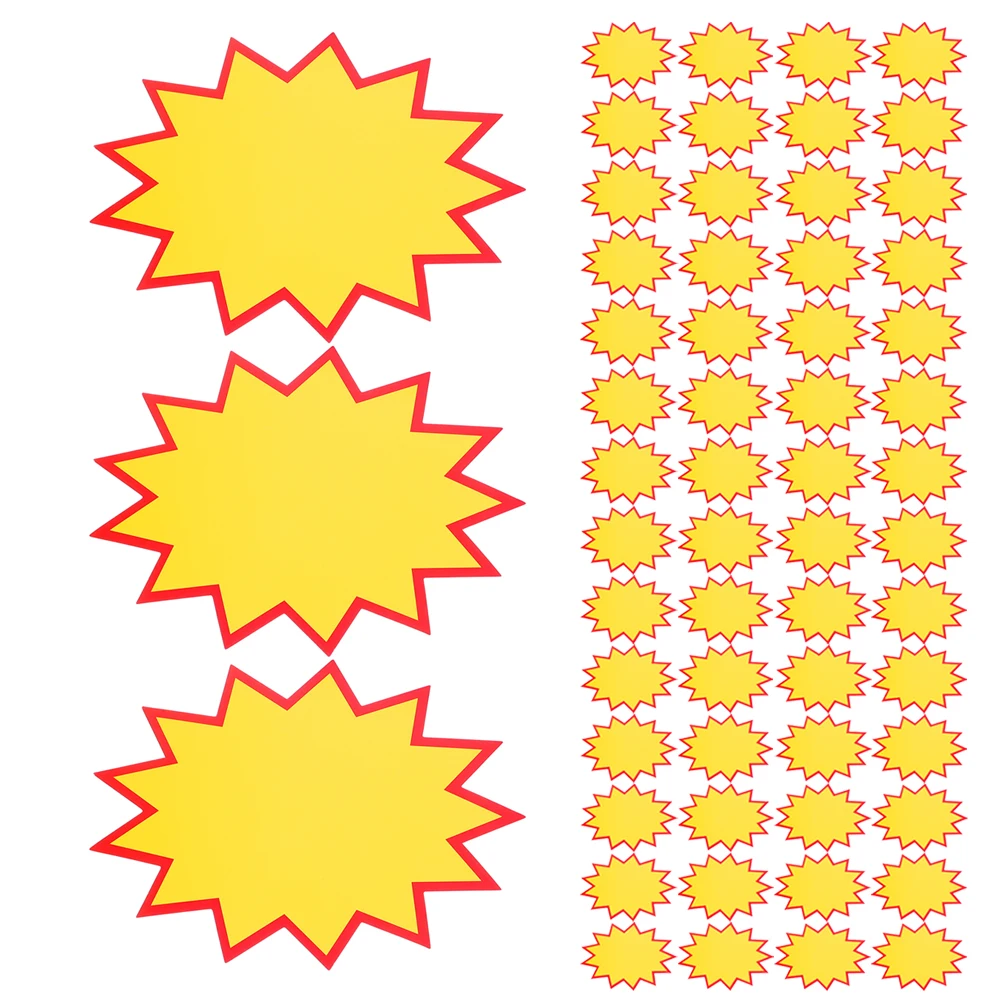 

300pcs Retail Sale Signs Blank Price Tags Burst Shape For Store Bakery Sales Paper Labels Supermarkets Malls Garage